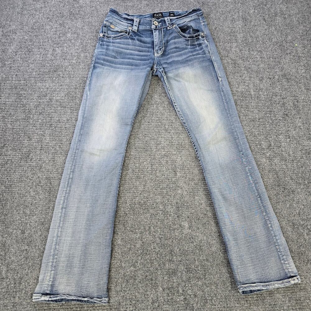 Buckle Black Jeans Mens 30x34 Blue Straight Leg Light Wash Stretch Whiskered